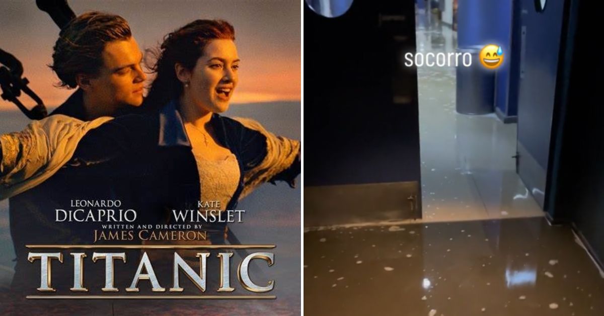 [VÍDEO] Sala de cinema alaga durante exibição de ‘Titanic’ e vira piada nas redes: “Tecnologia evoluindo”