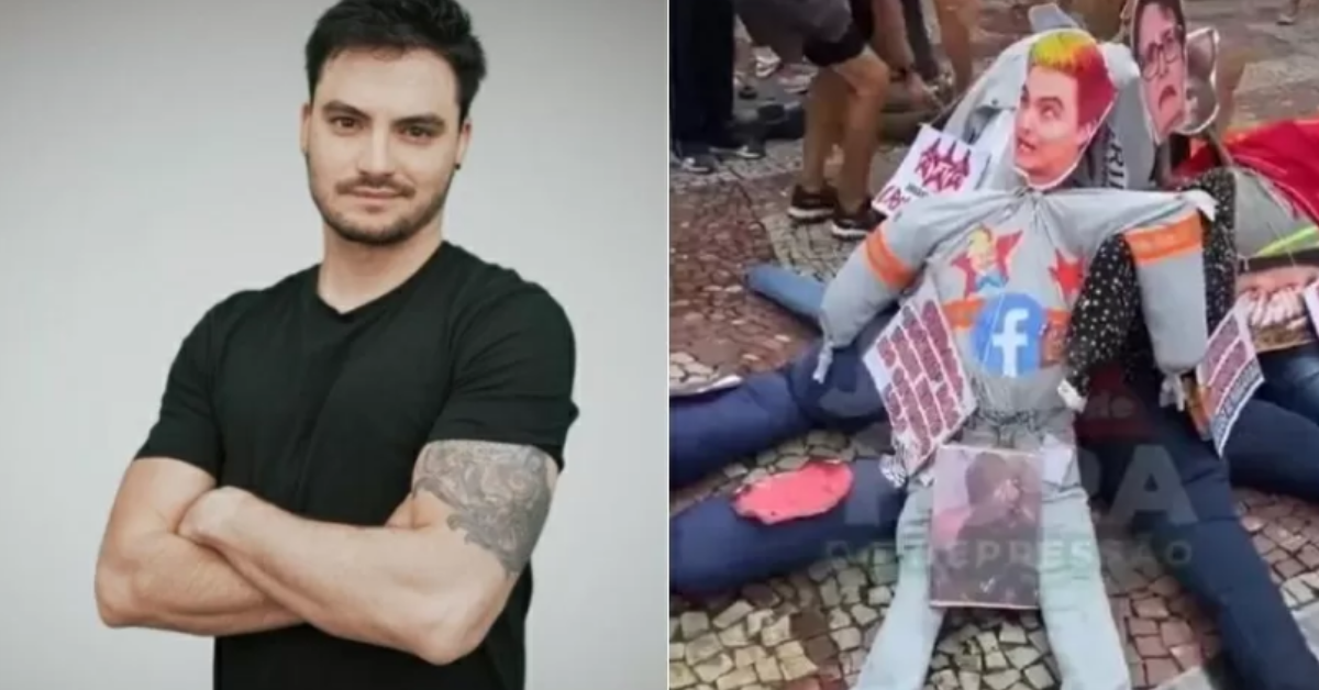[VÍDEO] Boneco de Felipe Neto é massacrado por bolsonaristas durante manifestação e Youtuber se pronuncia: “Até quando?”