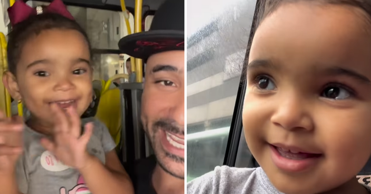 Menina de 3 anos realiza o sonho de andar de ônibus e momento viraliza nas redes sociais