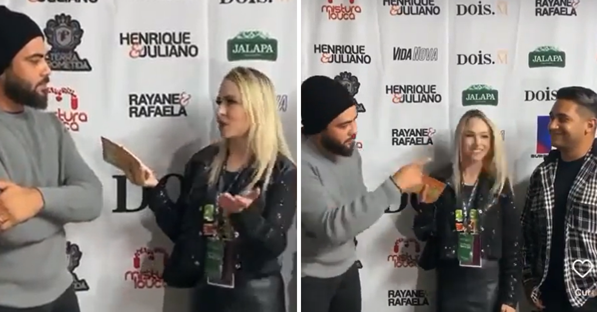 [VÍDEO] Durante entrevista, repórter ignora Juliano, dupla com Henrique e leva fora do sertanejo