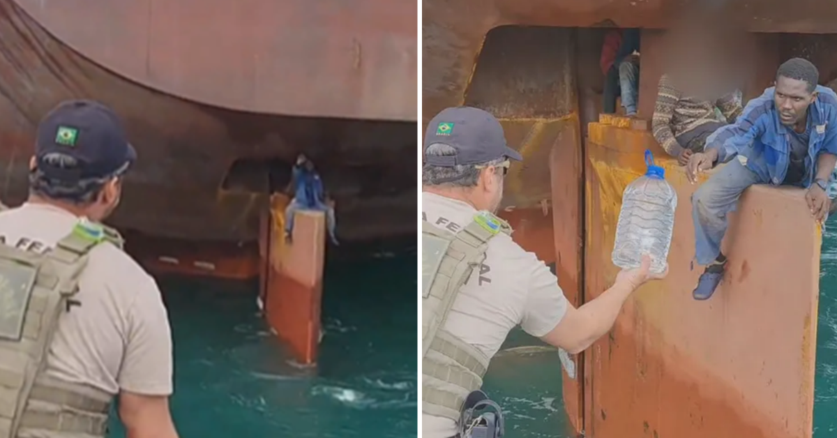 [VÍDEO] Veja o resgate de nigerianos que viajaram no leme de um navio
