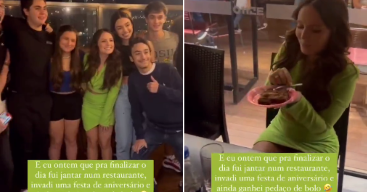 [VÍDEO] Larissa Manoela participa de aniversário durante jantar em restaurante e cena diverte fãs: “Comeu bolo de graça”