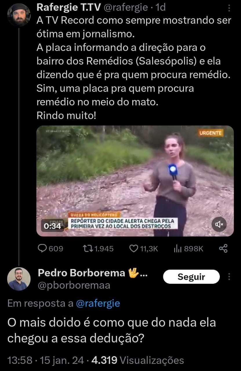 Pedro questiona como Fabíola chegou nessa dedução - Foto: X