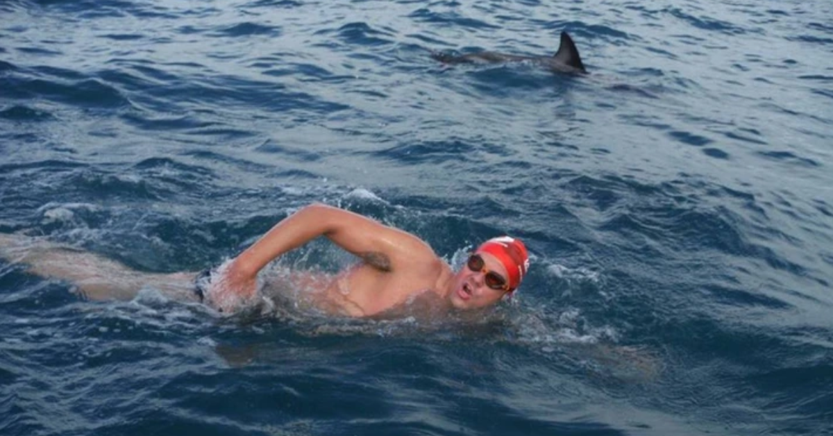 [VÍDEO] Nadador é cercado por golfinhos no oceano e se choca ao descobrir o motivo; entenda