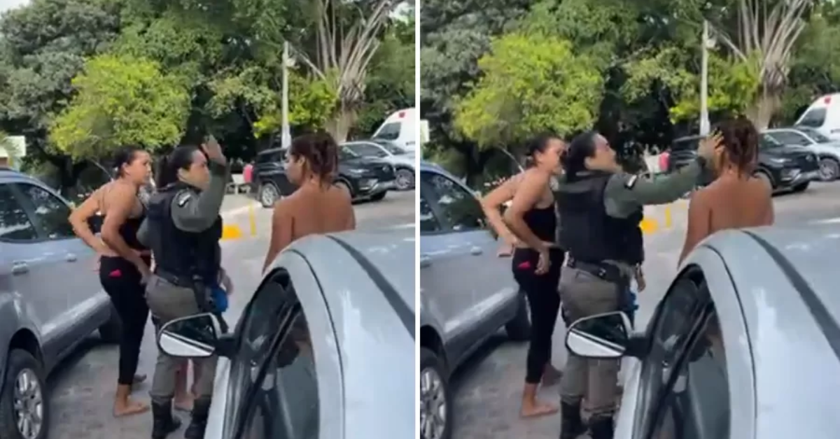 [VÍDEO] Mãe que espancou filha é detida e toma tapa na cara de policial; entenda o caso