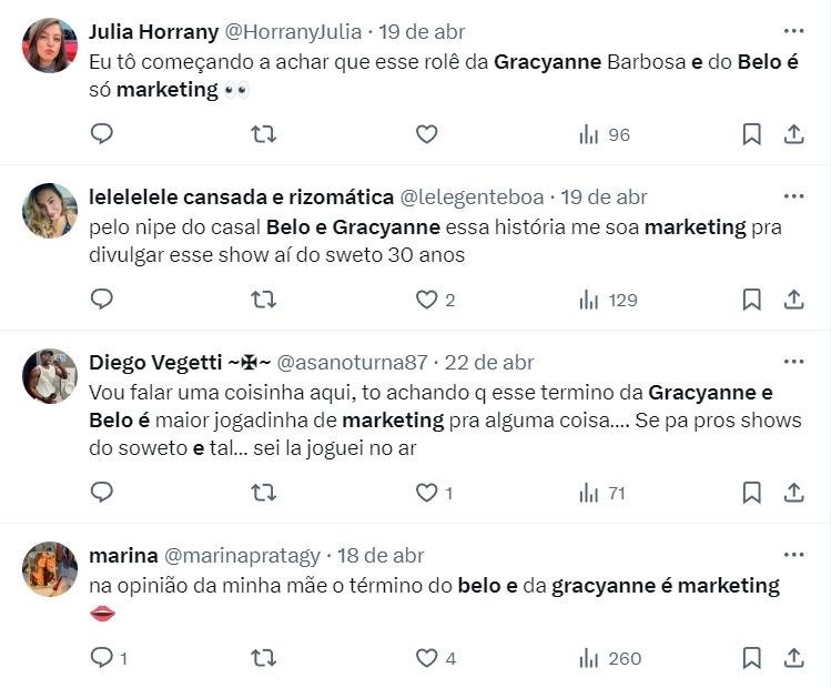 Web aponta Marketing em término de Gracyanne e Belo - Foto: X