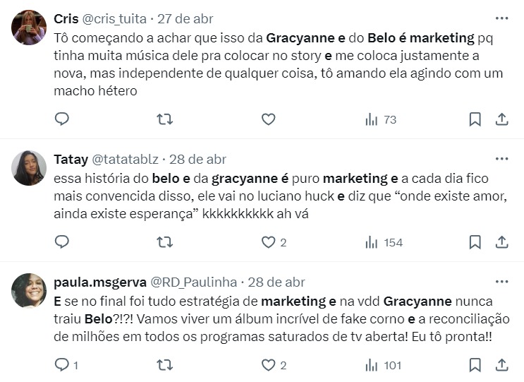 Web aponta Marketing em término de Gracyanne e Belo - Foto: X