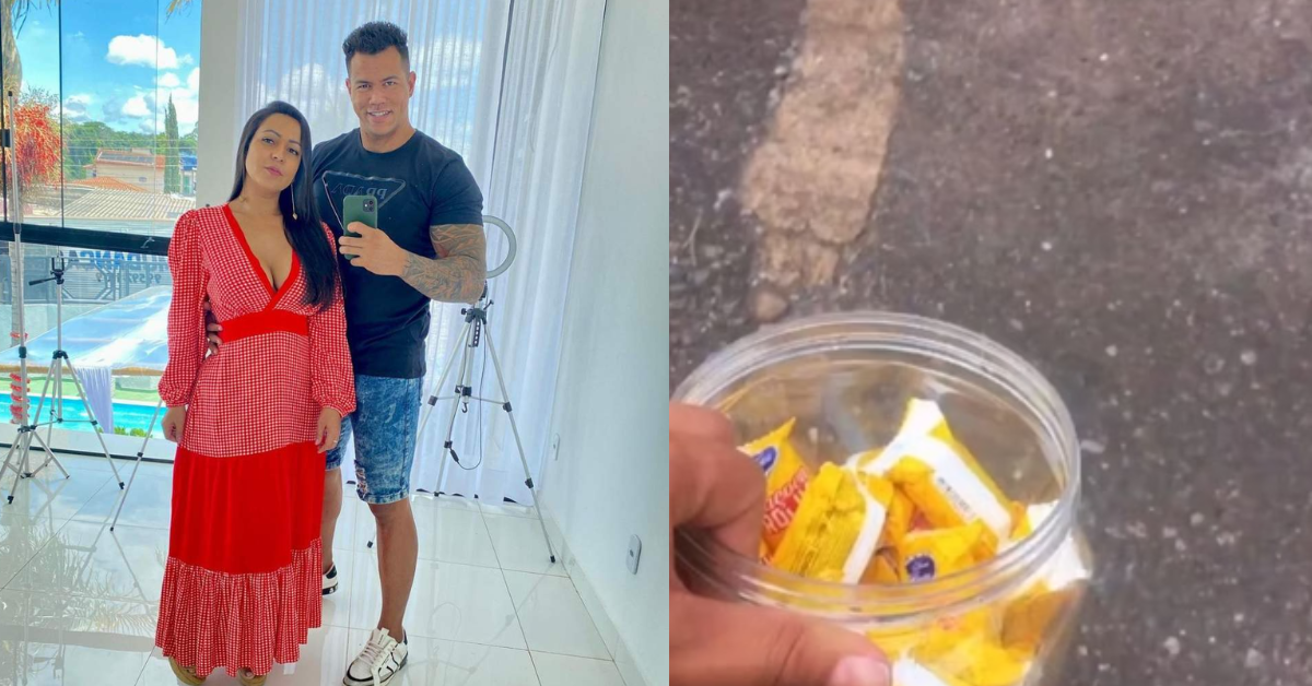 Sandra Mara segue casada com o personal trainer Eduardo Alves, e estava vendendo paçoca - Foto: Reprodução