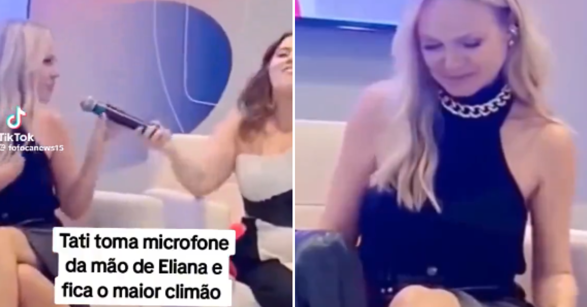 [VÍDEO] Tati Machado tira microfone da mão de Eliana durante coletiva de imprensa e cena viraliza; assista