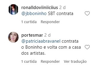 Reação dos internautas - Foto: Instagram