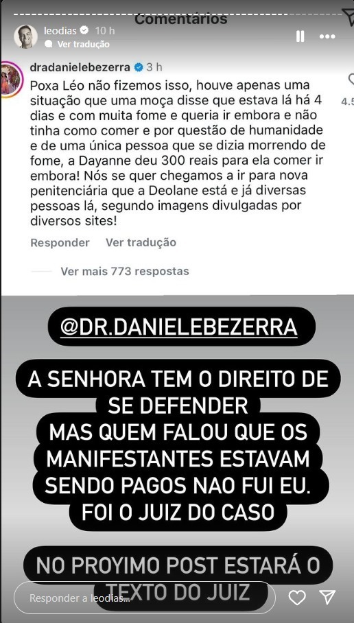 Leo Dias rebate irmã de Deolane -Foto: Instagram