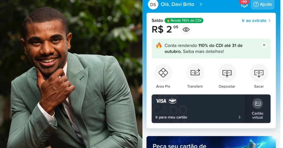 Perdeu tudo? Davi Brito impressiona ao mostrar saldo de sua conta no banco - Foto: Reprodução/Instagram