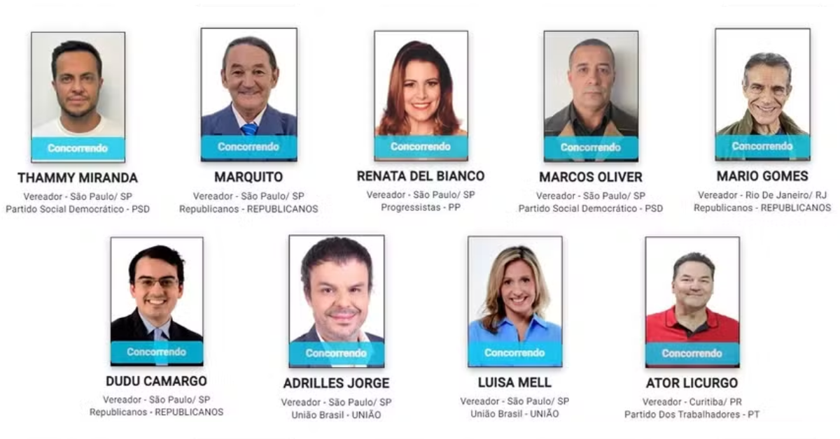 Os famosos que concorreram nas eleições 2024 — Foto: Reprodução