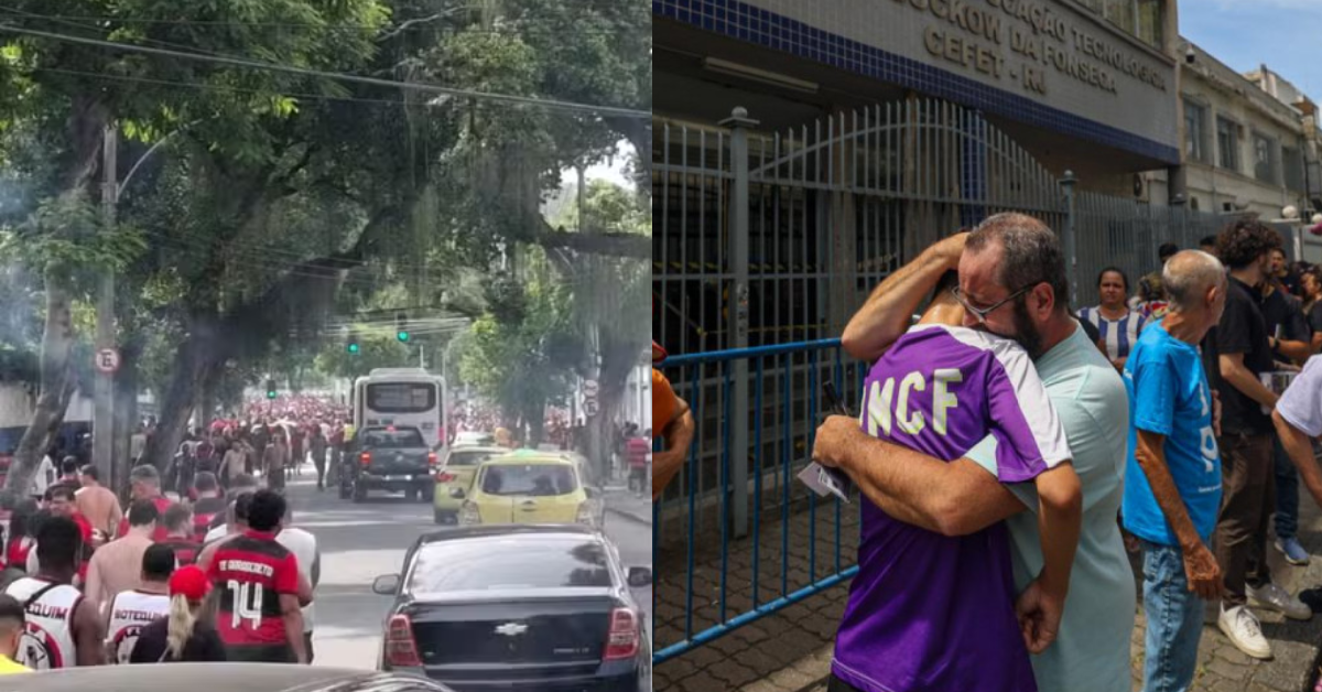 A caminho do Enem, Thierry Muniz Soares, de 17 anos, teve mochila roubada por torcida organizada do Flamengo — Foto: Reprodução/Renan Areias/Agência O Dia