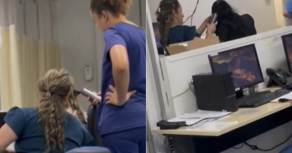 Profissionais da saúde são flagradas fazendo 'babyliss' no cabelo - Foto: Reprodução