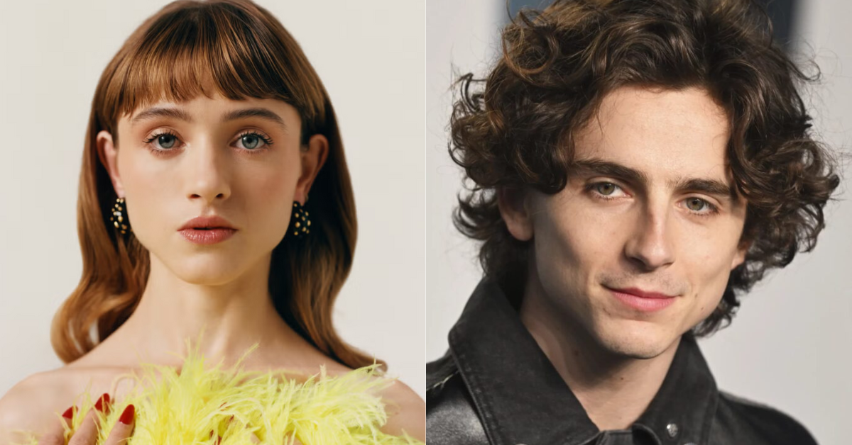 A atriz Natalia Dyer e o ator Timothée Chalamet - Foto: Cosmopolitan/Cinemaweb