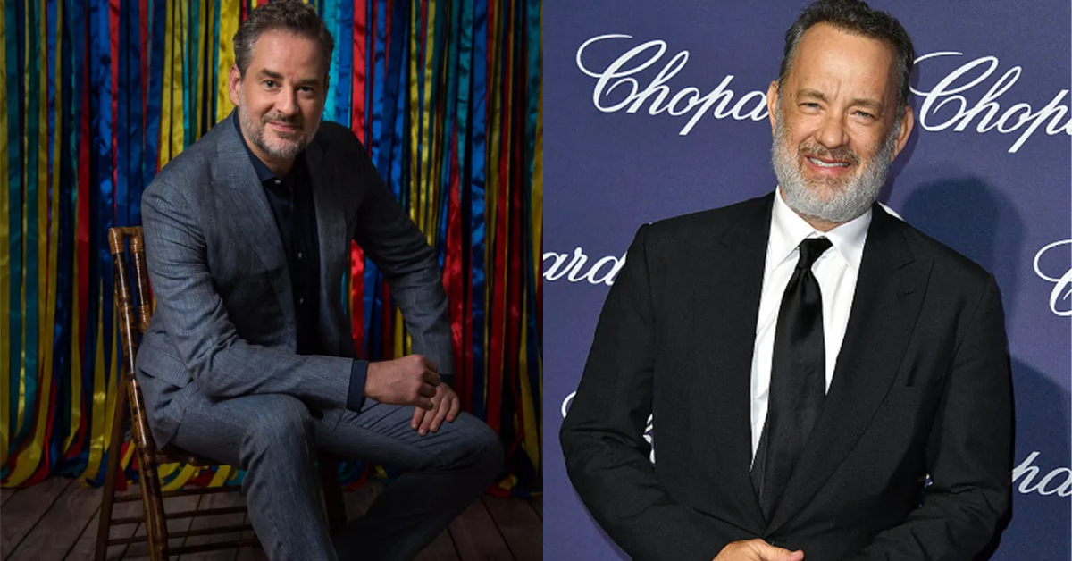 Os atores Dan Stulbach e Tom Hanks - Foto: Reprodução/Rede Globo/Getty Images