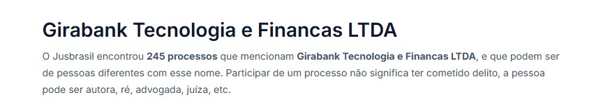 JusBrasil do Girabank - Foto: Reprodução 