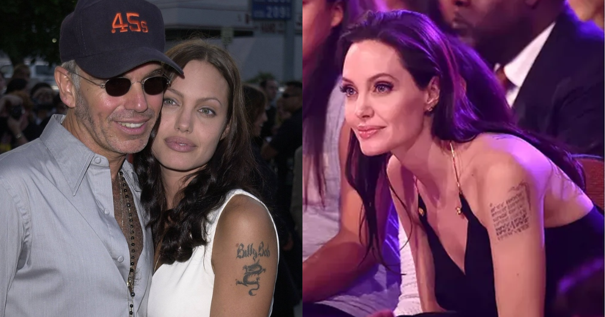 Tatuagem de Angelina Jolie — Foto: Getty Images