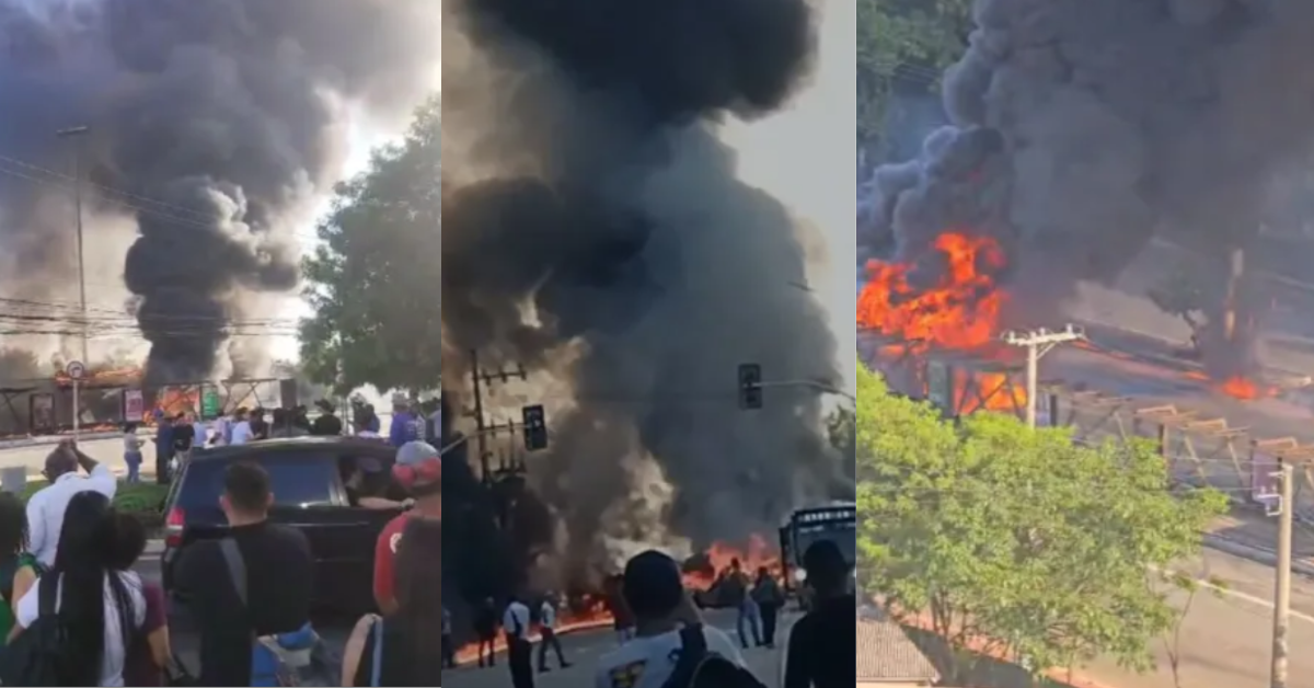 Fumaça após queda de avião de pequeno porte na Barra Funda, em SP — Foto: Reprodução