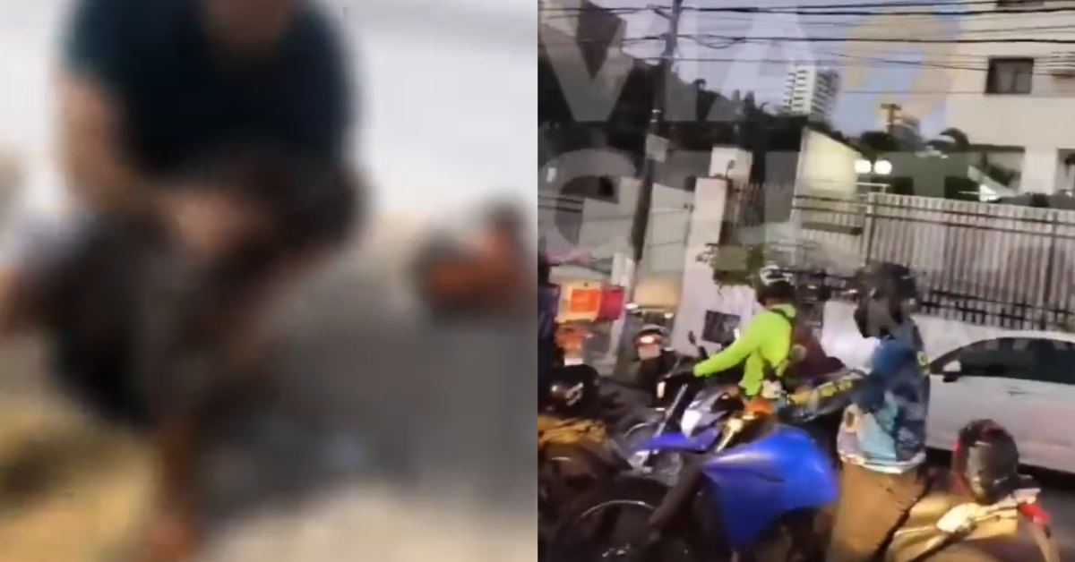 Motoboys se revoltam e quebram portão de condomínio após colega ser agredido - Foto: Reprodução