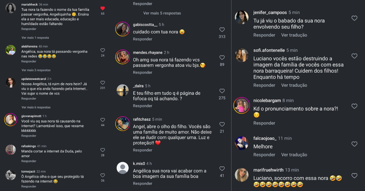 Comentários na publicação de Angélica - Foto: Reprodução