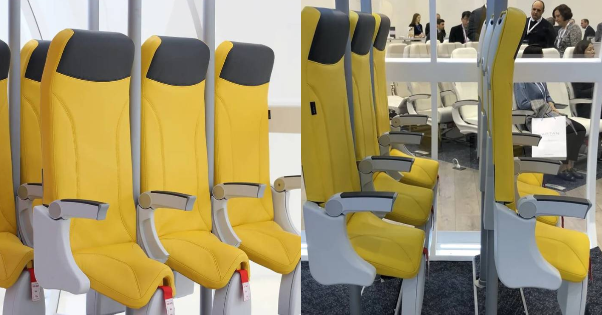 Assentos de avião Skyrider 2.0 que permitem ficar em pé - Foto: Reprodução