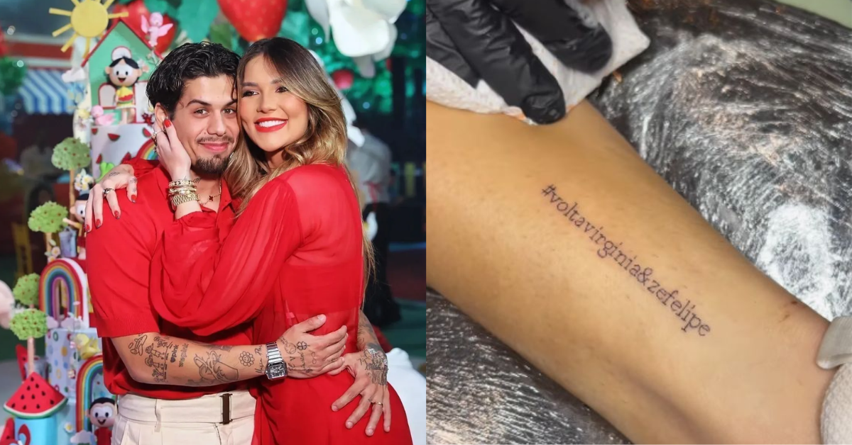 Fã de Virginia e Zé Felipe faz tatuagem pedindo volta do casal - Foto: Reprodução