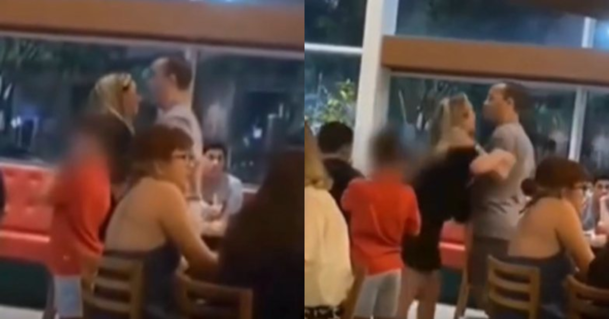 [VÍDEO] Traição? Esposa flagra marido com outra e causa barraco em restaurante; confira