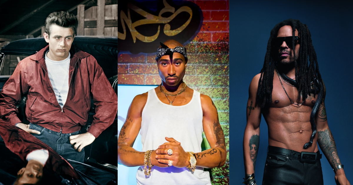 James Dean, Tupac Shakur e Lenny Kravitz - Foto: Reprodução 