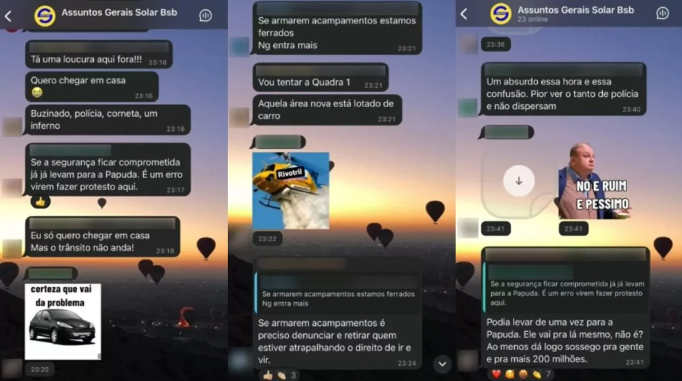 Mensagens do grupo do condomínio de Bolsonaro - Foto: UOL