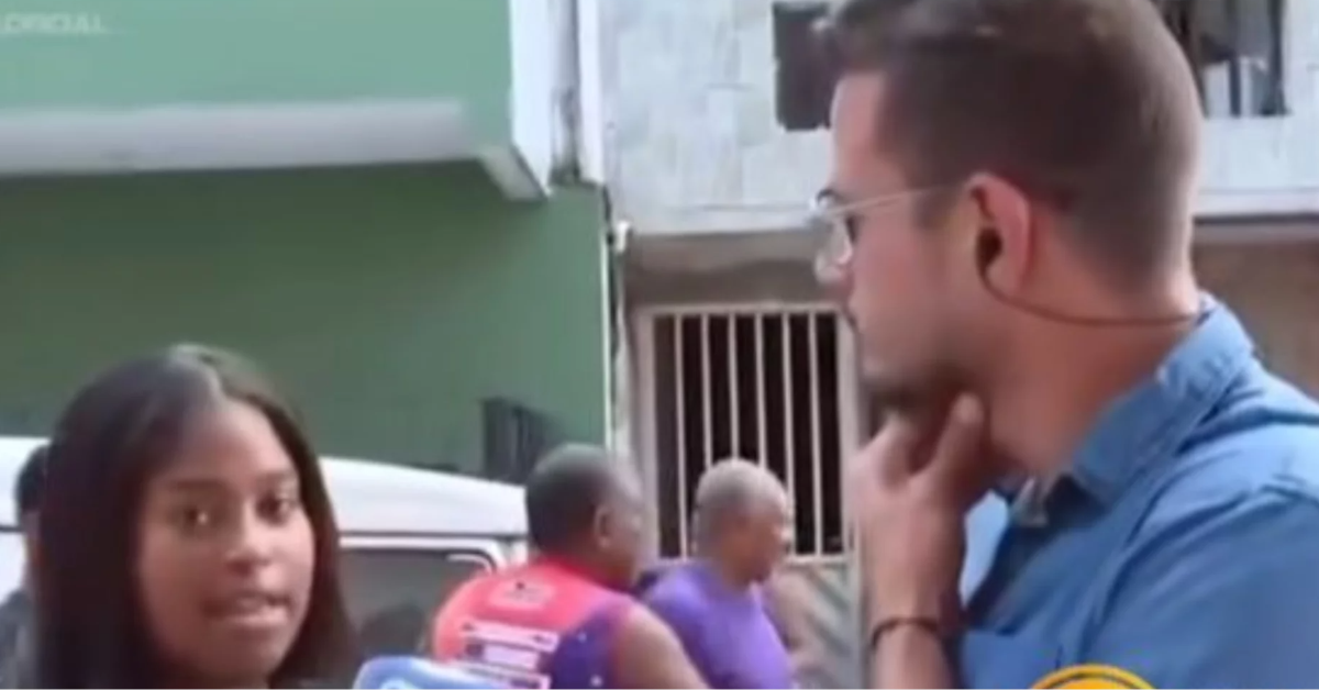 Repórter fica em choque com fala inusitada de mulher ao vivo - Foto: Reprodução