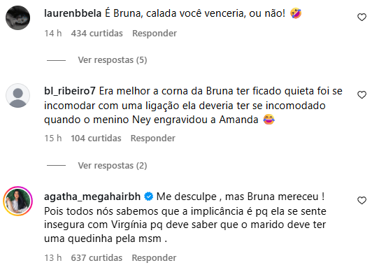 Comentários de internautas - Foto: Instagram