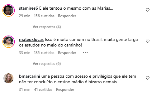 Comentários de internautas - Foto: Instagram