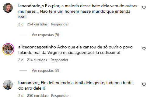 Comentários de internautas - Foto: Instagram