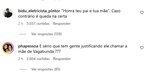Comentários de internautas - Foto: Instagram