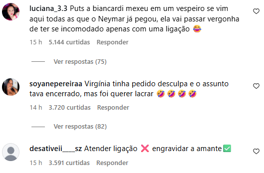 Comentários de internautas - Foto: Instagram