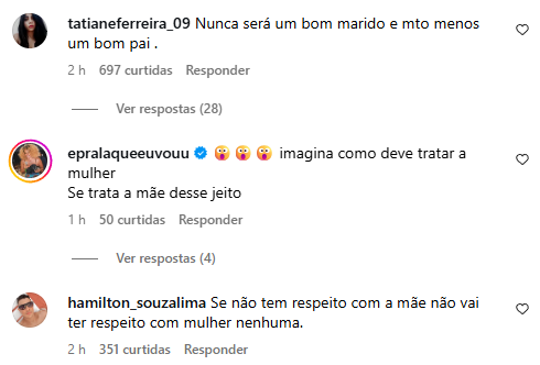 Comentários de internautas - Foto: Instagram